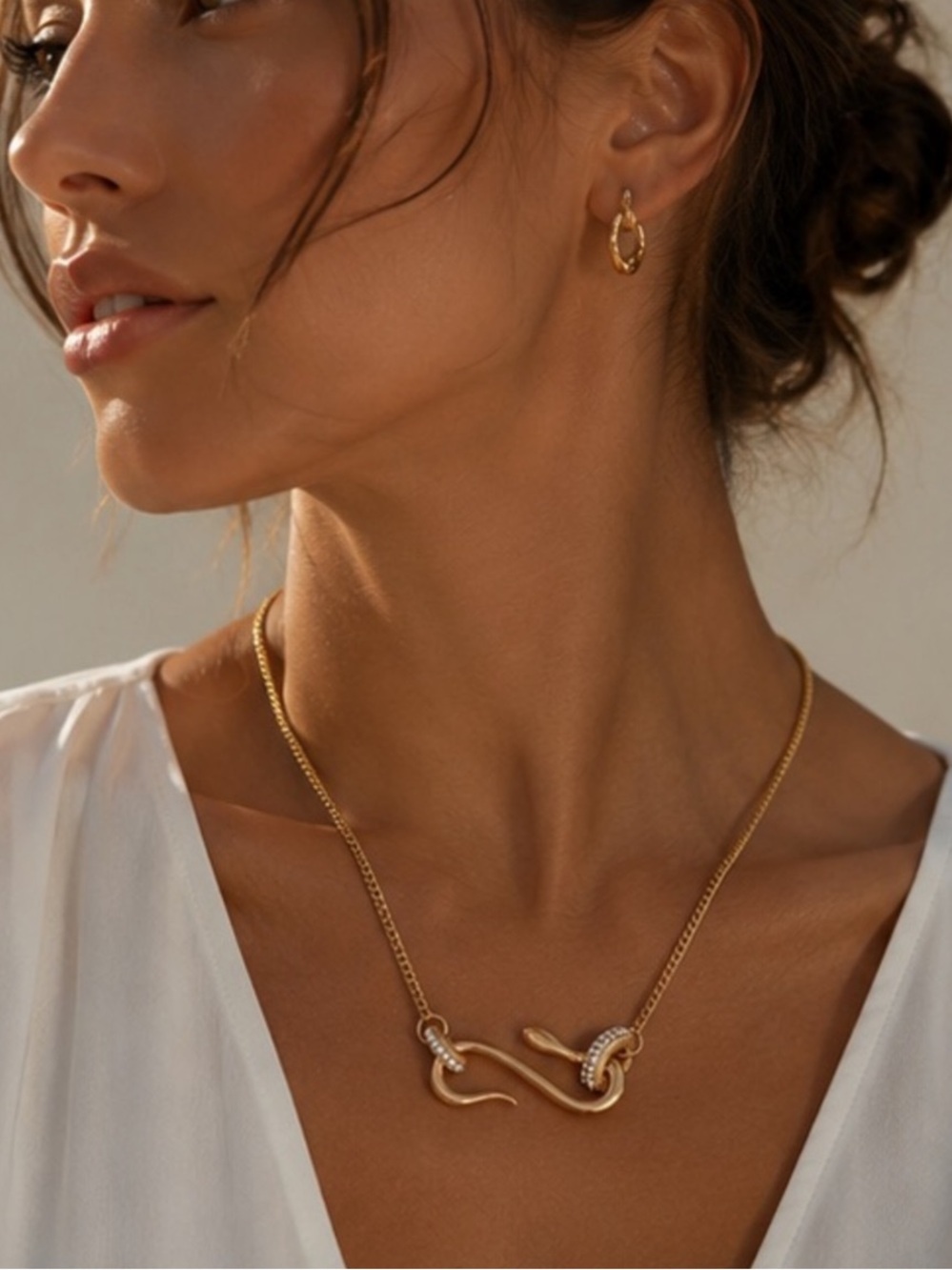Etoile Serpent Pave Gold Necklace